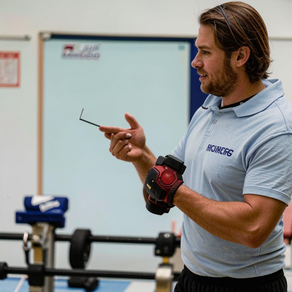 Expert démontrant un équipement sportif